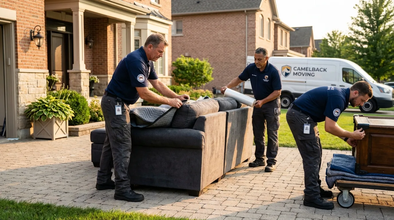 Large estate moving crew wrapping furniture in Woodward, OK