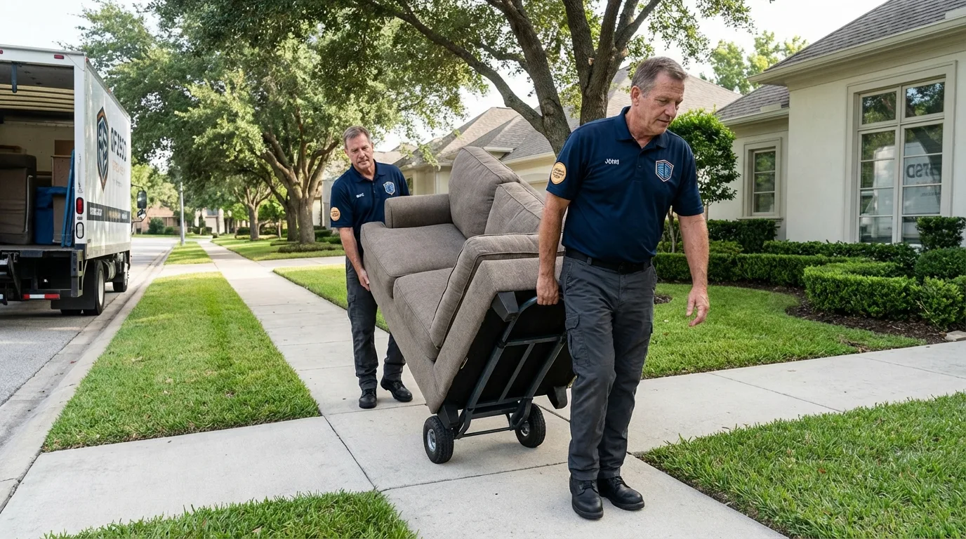 Local residential moving crew loading furniture in Woodward, OK
