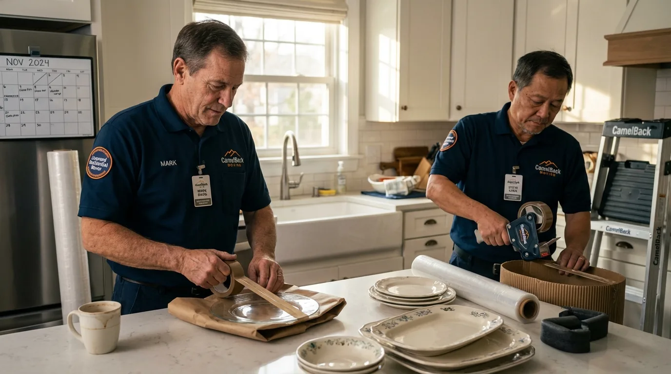 Professional crew packing kitchen dishware in Woodward, OK